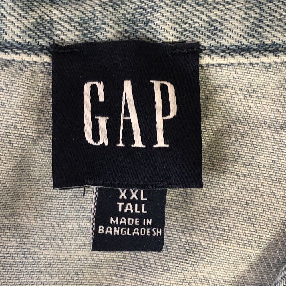 GAP Women’s Light Wash Denim SS Cropped Shirt Button Down Size XXL Tall NWT - Picture 3 of 16